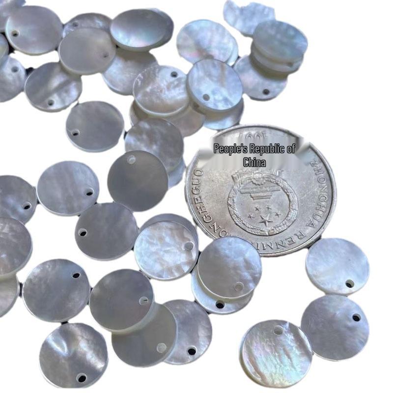 Round White Mother-of-Pearl Dangle Earrings with Heart Design