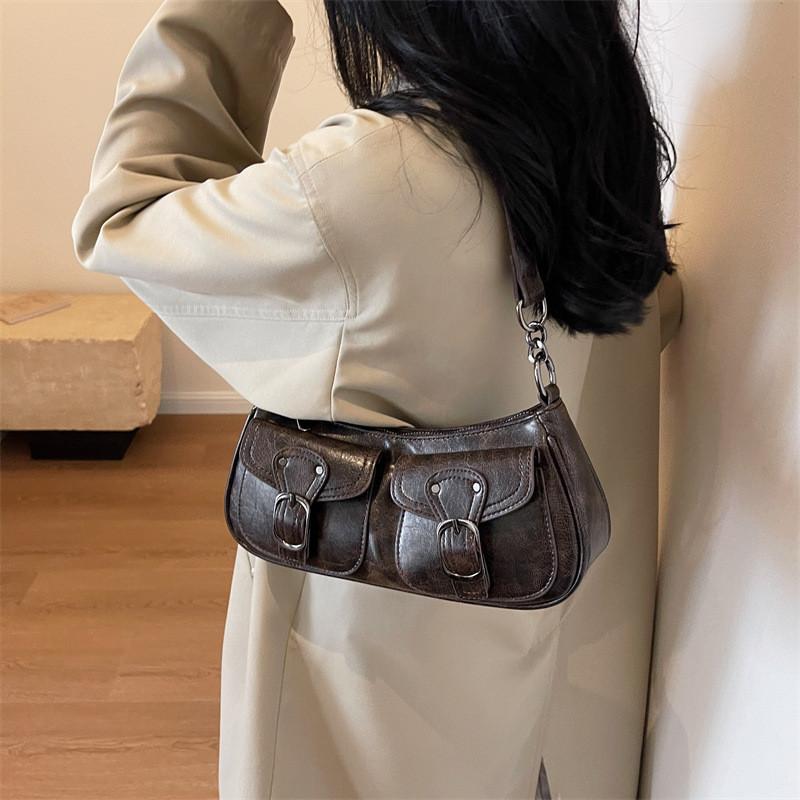 IELGY Retro Commuter Underarm Bag Fashionable All-Match Shoulder Bag Niche High-End Handbag