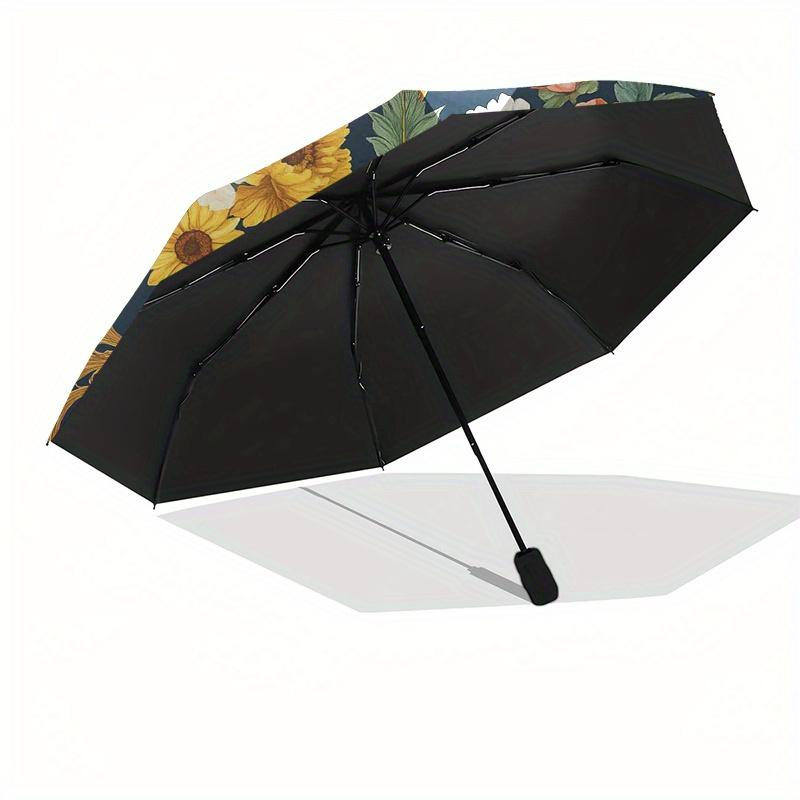 Floral Elegance: Sunflower & Rose Decorative PlateUmbrella, Portable 3-Fold Compact Umbrella,Christmas Gift ES367