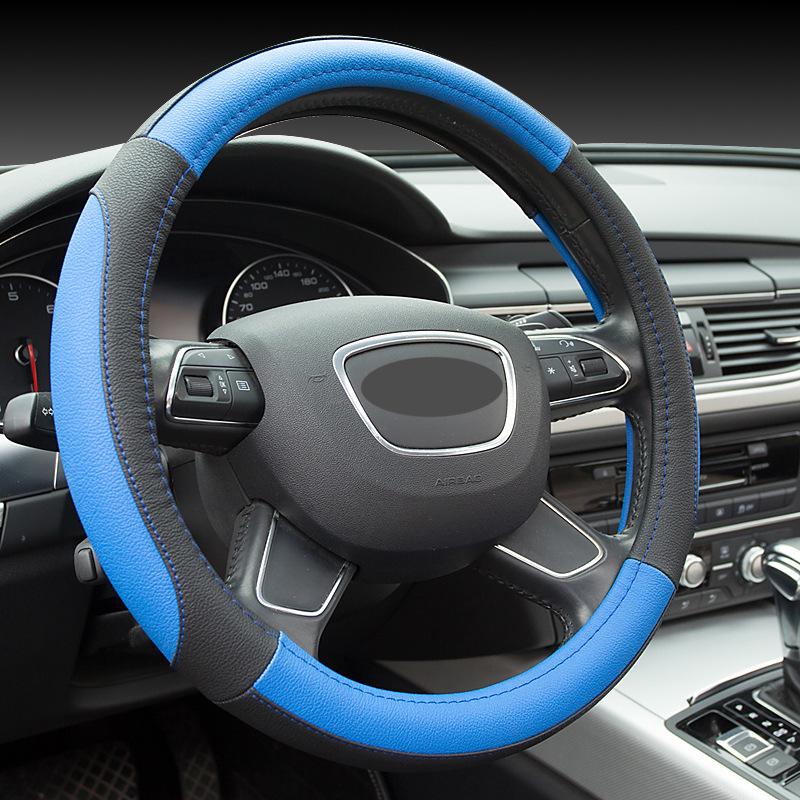

XF636 Elegant Luxury Eco-Friendly Steering Wheel Cover - Four Seasons Odorless Grip 38 cm чорний/синій