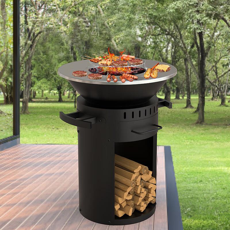 Outdoor Vertical Wood Fire Pit & BBQ Stove