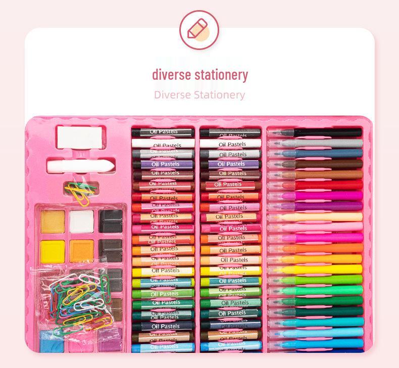 208-Piece Children's Painting Set: Colored Pencils, Crayons, Watercolor Pens - Perfect Gift for Kids