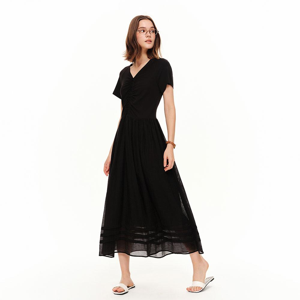 Eiaenlei Ar_Simple V-Neck Short Sleeve Dress