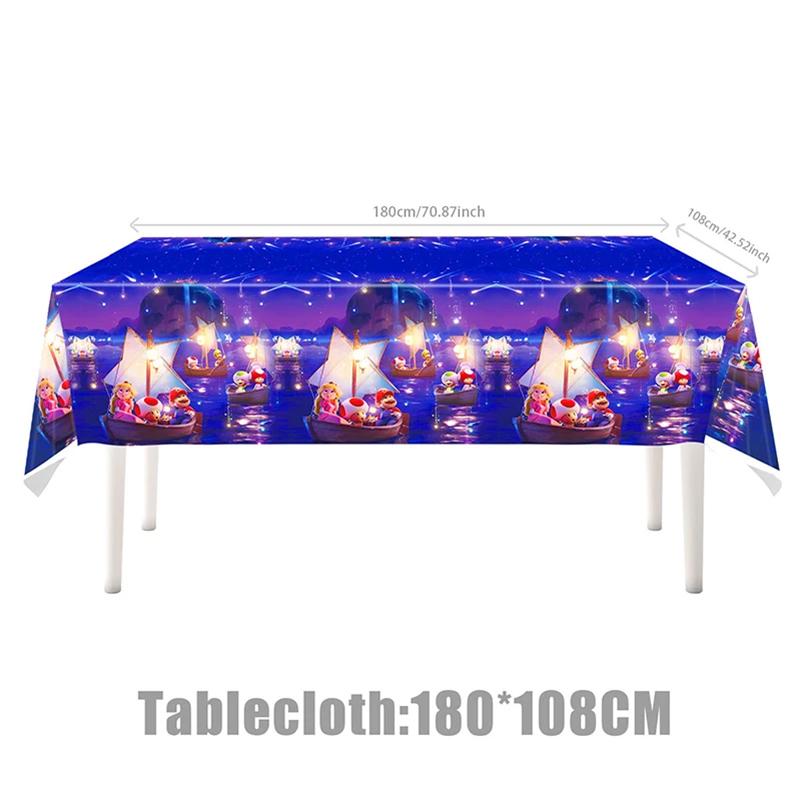 Anime Cartoon Mario Birthday Party Decoration, Super Mario Bros Disposable Tableware Tablecloth Banner Napkin Party Supplies