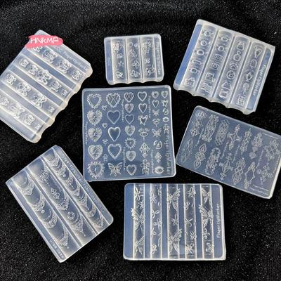 3D Acrylic Nail Mold Baroque Heart French Necklace Butterfly Flower Design DIY Nail Art Decoration Transparent Manicure Template