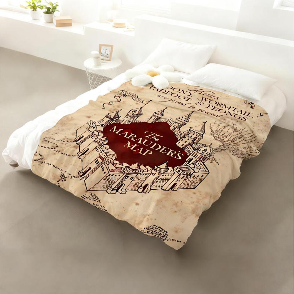 The Marauder's Map Throw Flannel Throw Blanket: Soft Kid-Friendly Warm Anti-Static All Season Washable Couch Bed Home