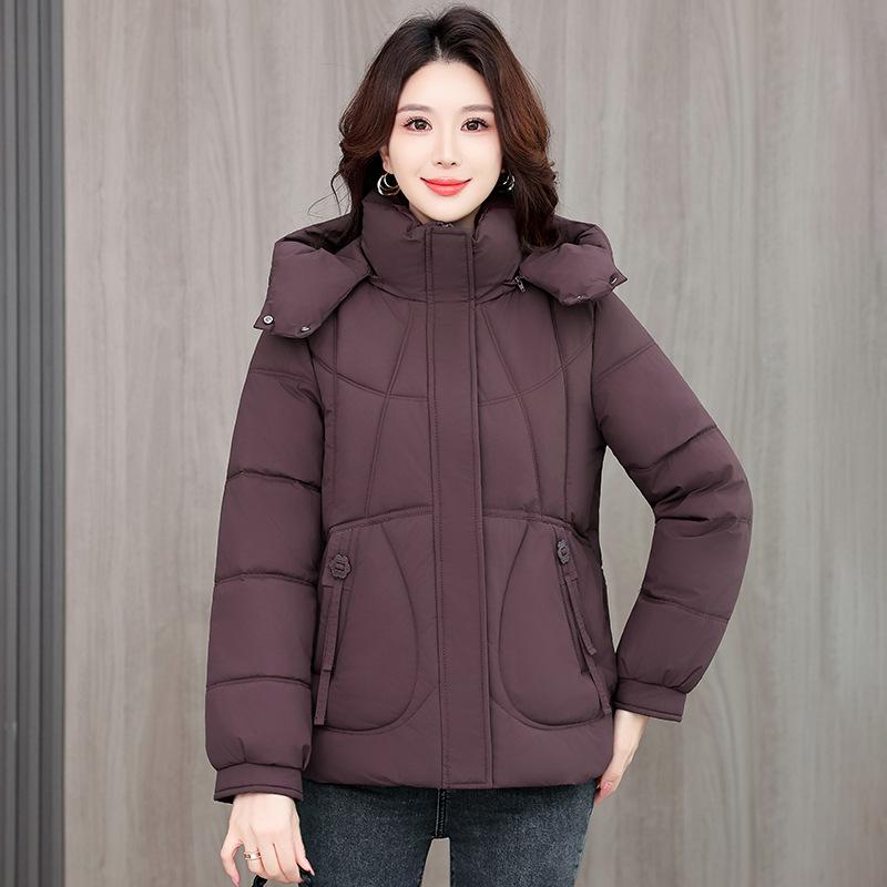 Plus size XL women's short hooded winter new cotton-padded jacket loose warm cotton-padded jacket top