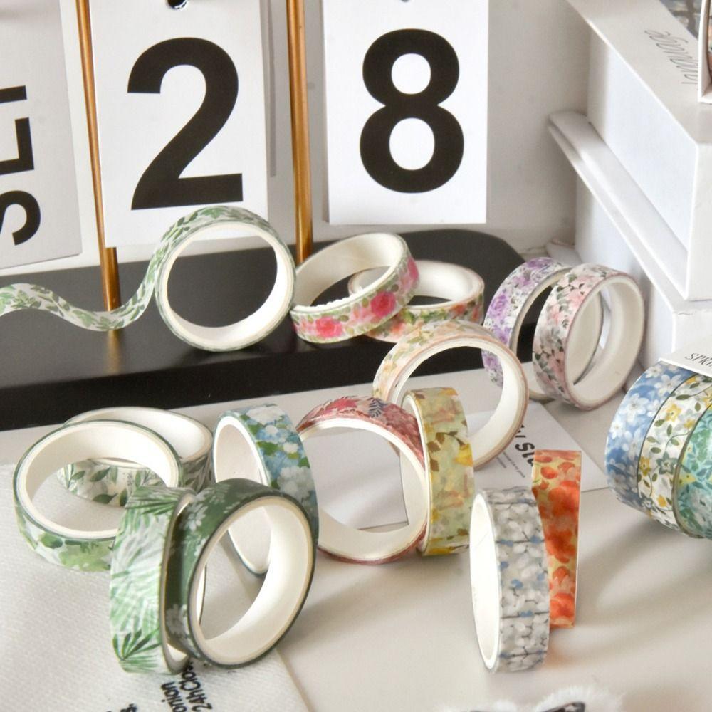 5 Rolls Spring Flower Washi Tape Self-adhesive Artistic Tape  Craft Making