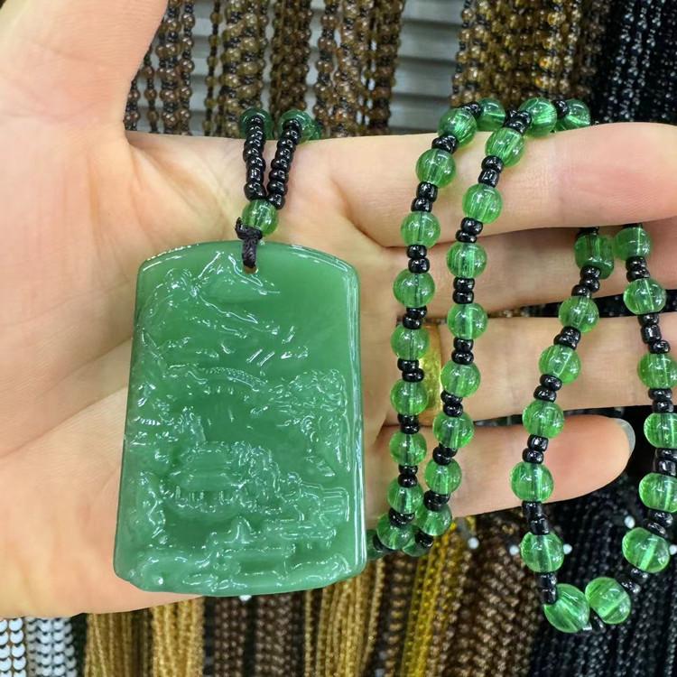 Imitace aventurínu Svetrový náhrdelník - Design zelí Guanyin od značek Wu Shi a Dragon & Phoenix