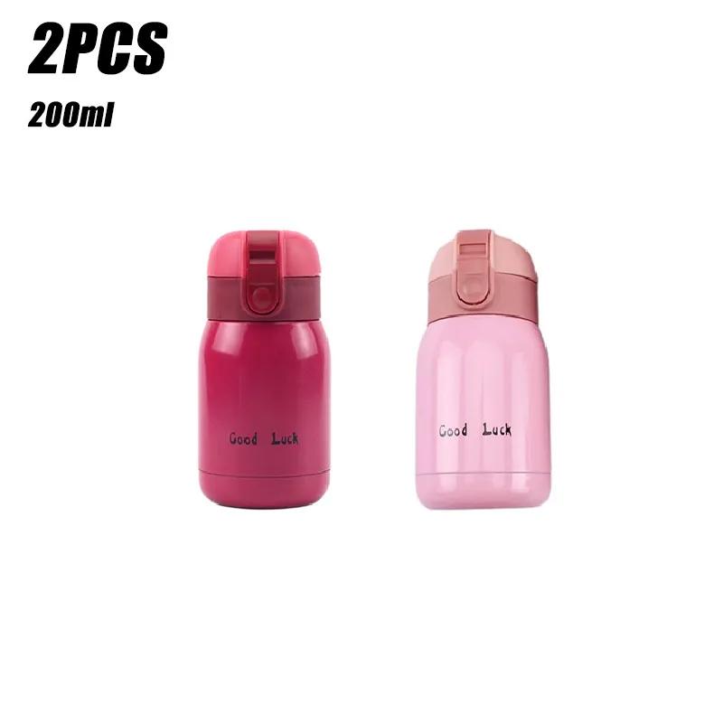 1-2PCS New Design Small Mini Pop-up Lid Portable Double Wall Insulated Stainless Steel Water Bottle For Kids