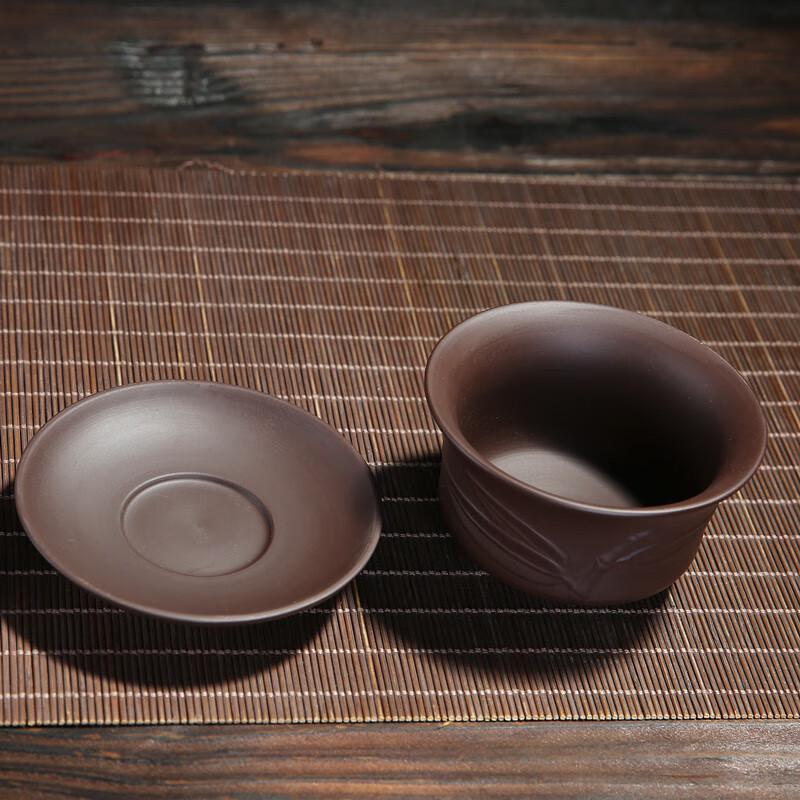 Yixing Zisha Bamboo Leaf Gaiwan Tea Bowl - Set of 2