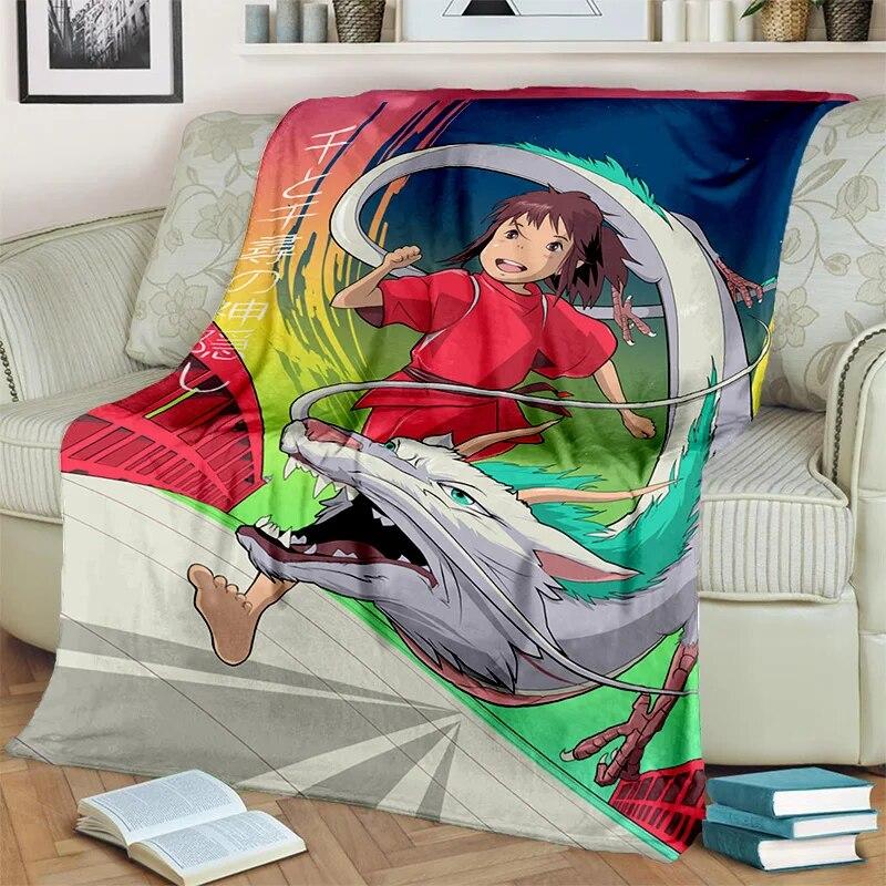 Spirited Away 3D-Cartoon-Anime-HD-Decke, weiche Überwurfdecke für Zuhause, Schlafzimmer, Bett, Sofa, Picknick, Reisen, Büro, Decke für Kinder