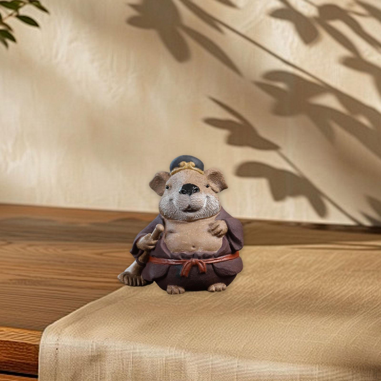 

Clay Tea Pet Animal Statue Capybara Figurine Ceremony Decor for Shelf Offices Car Cabinet Home Wukong