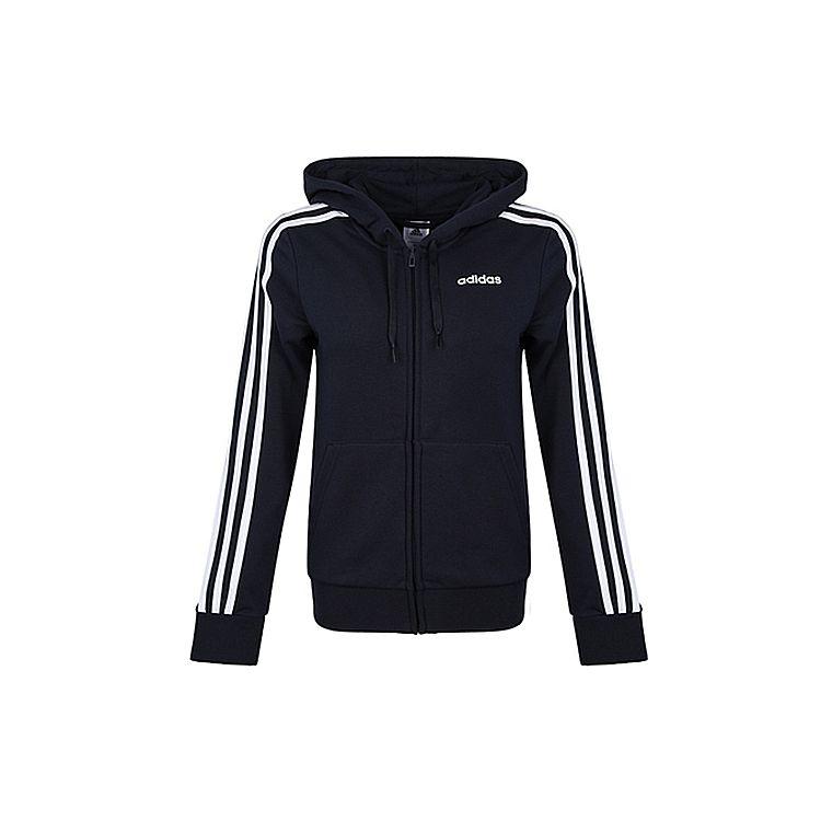 adidas Women s Essentials 3-Stripes Full-Zip Hoodie Black/White DP2419 S