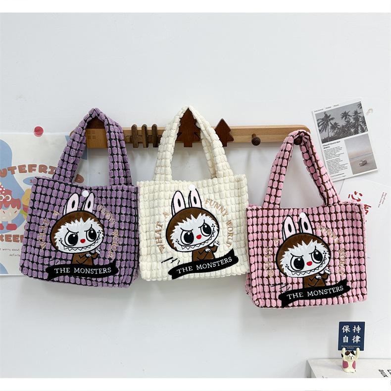 Autumn and winter plush bag for women, cute crossbody handbag, cartoon tote bag, versatile Labu doll bag