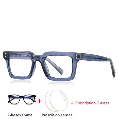 Transparent Blue Frame Square Eyeglasses Women Anti Blue Rays Photochromic Shortsighted Hyperopia Progressive Eyewear
