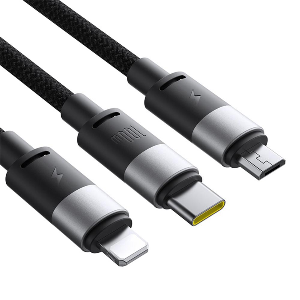 

BASEUS Starspeed One-For-Three Fast Charging Cable USB-A to Type-C+Lightning+Micro Compatible with 100W/18W Black