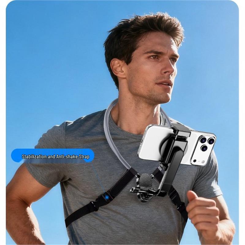 Hands-Free Vlog Neck Holder: Anti-Shake Sports Camera Chest Mount for Live Streaming & Video Recording
