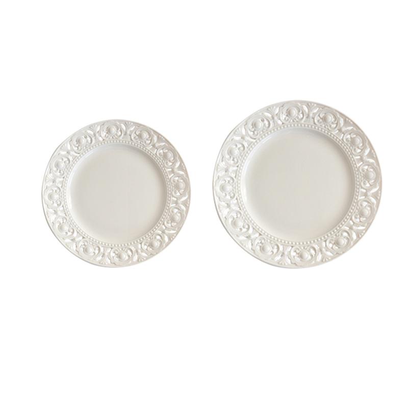 Hollow Out Relief Keramické talíře Lehký Luxusní Restaurace Steakový talíř Domácí Odpolední čaj Dezert Svačina Talíř Vynikající nádobí