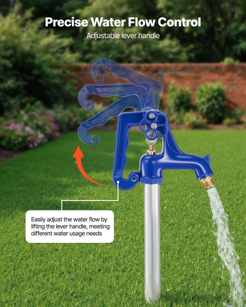 Frost Proof Yard Hydrant, 980mm Freeze-Proof Outdoor Water Faucet with 305mm Bury Depth, G 3/4" Pipe Connection, Lever Handle + Handwheel, No Lead