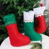 10/20PC Red Felt Christmas Stockings Hanging Bag With Golden Trim  Non-Woven Fabric Xmas StockingsFireplace Party Hanging Decor