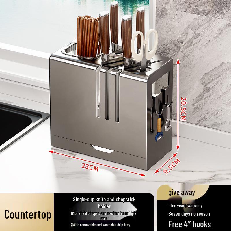 Multifunctional Kitchen Knife & Utensil Holder - Countertop & Wall-Mountable Storage Rack