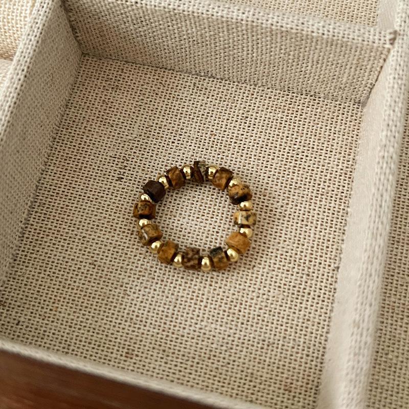 Pearl Beaded Ring Women's Elastic Rope Literary Stacking Index Finger Ring High-end Handmade Ring Jewelry