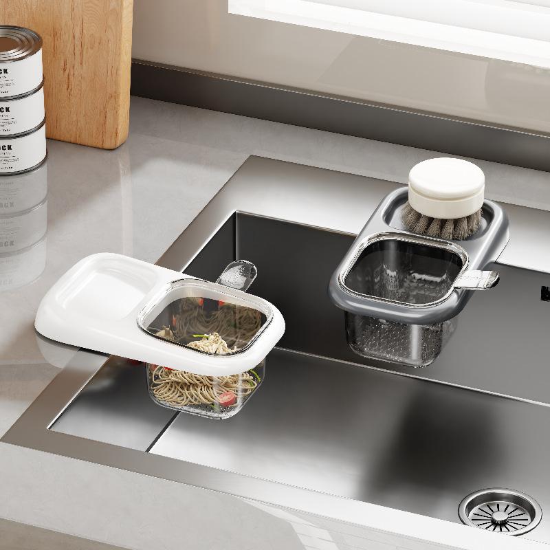 Sink Basket With Suction Cup Drainer & Storage Rack Kitchen Sink Filter Basket For Waste Clog Prevention Fruit Vegetable Washing
