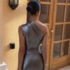 Women's Summer Sexy Slant Shoulder Waisted Hip Wrap Mid-Length Dresses
