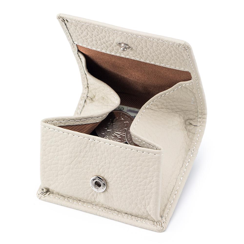 Kompaktes Damen-Münzfach aus echtem Leder - Mini-Geldbörse aus japanischem Rindsleder mit Druckknopfverschluss