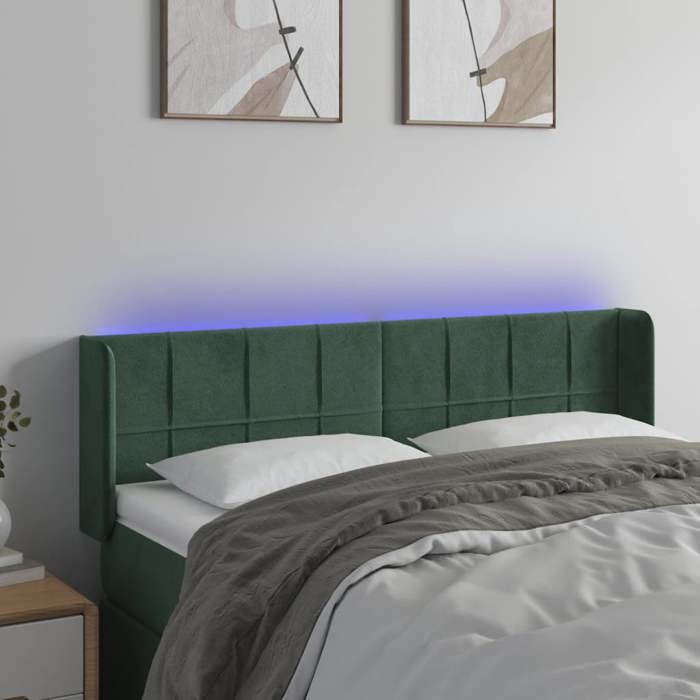VidaXL Tête de Lit à LED Meuble de Chambre à Coucher Accessoire de Lit Double Tête de Cadre de Lit Intérieur Vert Foncé 3123287