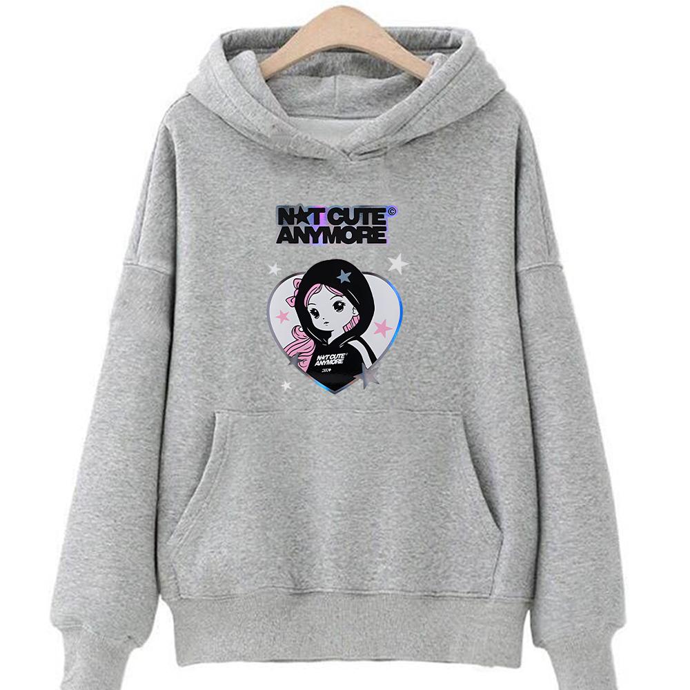 Korea Kpop ILLIT Kapuce Kapela ILLIT Už Ne Roztomilý Potisk Oblečení Pánské Dámské Trend Y2k Pulovr Unisex Ležérní Fleecová Streetwear