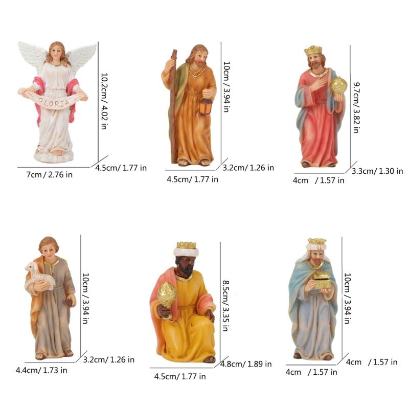 Christmas Nativity Figurines Holy Family Figure with Donkey Nativity Figure,Table Ornament Religious Christmas Decors