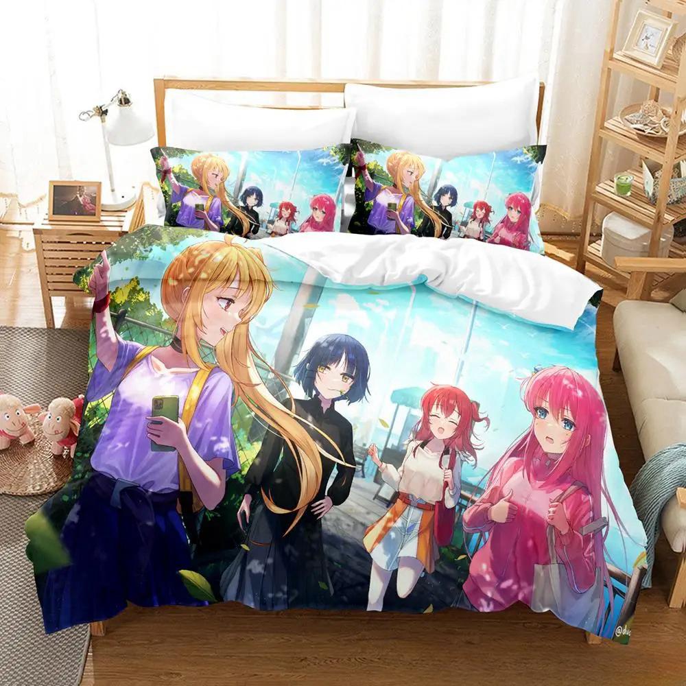 Kawaii Anime BOCCHI THE ROCK Gotou Hitori Bedding Set Single Twin Full Queen King Size Bed Set Adult Kid Bedroom Duvetcover Sets