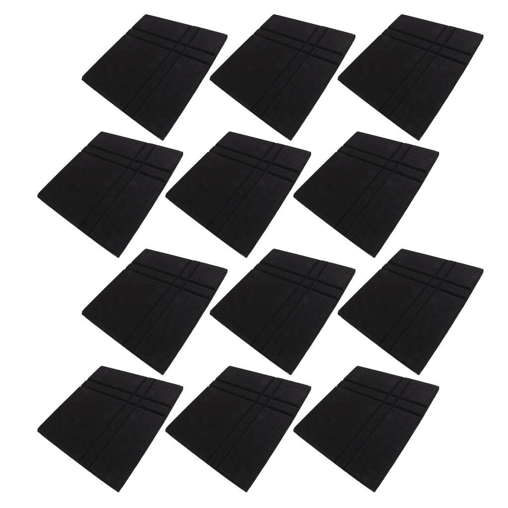 12Pcs Acoustic Panels Black Self Adhesive Polyester Fiber Sound Proof Padding for Studios