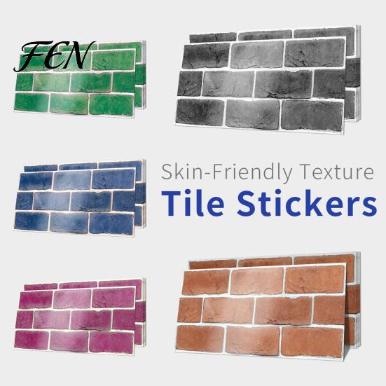 Waterproof Wall Decals for Kitchen 5Pcs Vintage Brick Tile Stickers, Oil?Proof Wallpaper, Peel Oil Proof Stickers Bathroom & Stick Backsplash Living