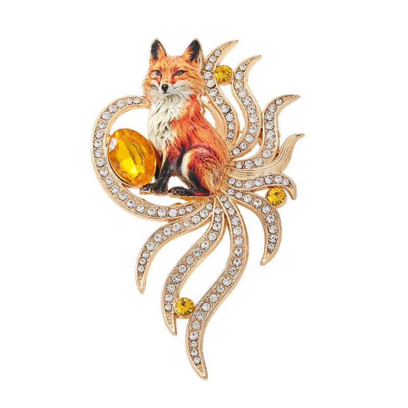 New Arrival Women Men Colored Rhinestone Fox Brooches Pins Fashion Vintage Exquiste Crystal Animal Badges Accessories Gift