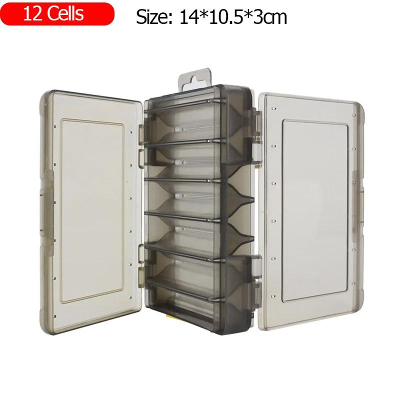 Fishing Tackle Box 12 14 Compartments Fishing Accessories Lure Hook Storage Case Double-Sided PP Fishing Tool Organizer Boxes