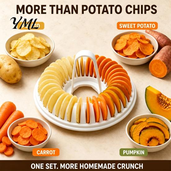 Haushaltsküchenzubehör Mikrowellen Kartoffelchip-Hersteller, Edelstahl-Schneider DIY Knuspriger Snack Gemüse für Chipskocher, Gesundes Ölfreies Hausgemachtes Werkzeug