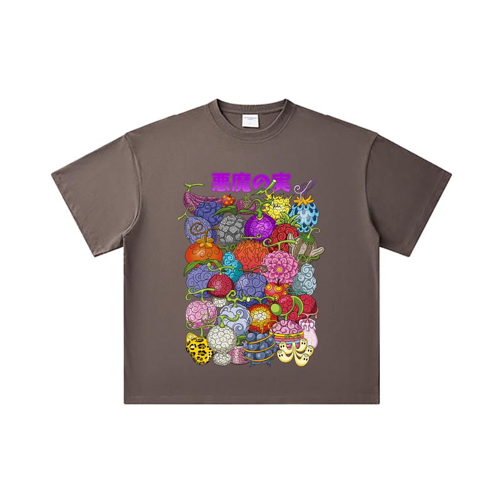 260 GSM Double Yarn 32 Count 100% Cotton One Piece V52 Devil Fruits Print Unisex Heavy Cotton T Shirt