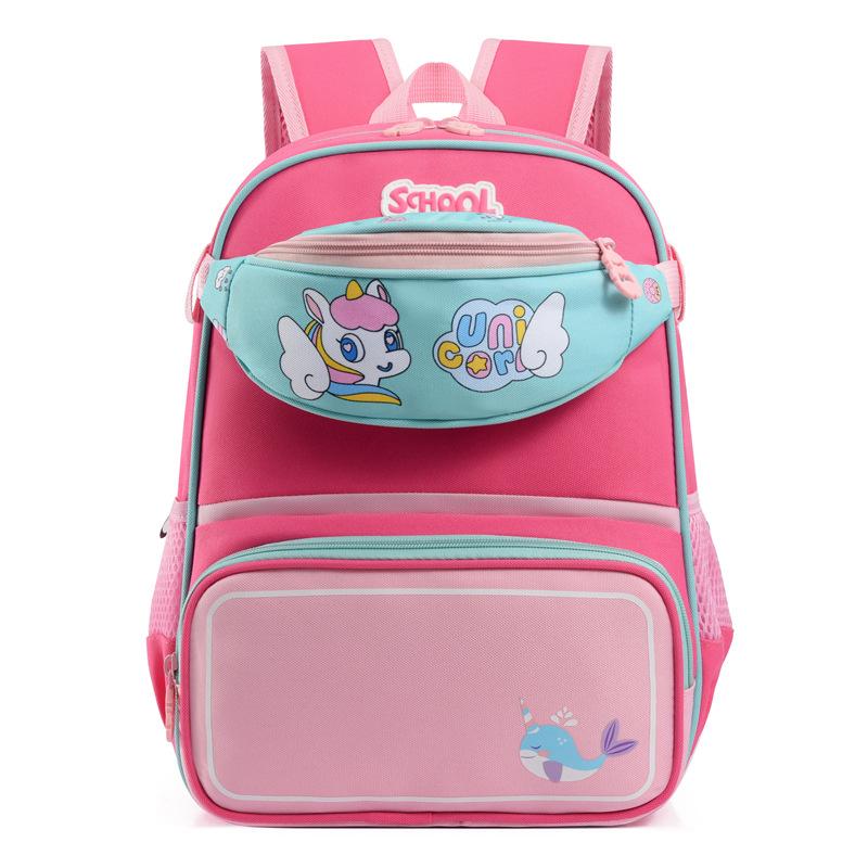 School Bag New School Bag Boys and Girls Cute Cartoon Backpack Chest Waist Bag Two-piece Backpack