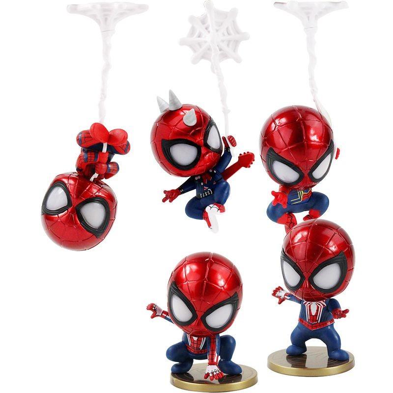

Version 5pcs Q Spiderman Toy Figure Shaking Head Car Gift Decoration