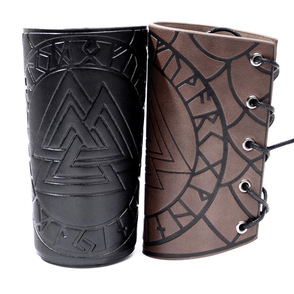 Gauntlet Wristband PU Leather Medieval Vambrace Arm Guards Archery Bracer Viking Wrist Guard Men Women Fancy Dress Props