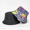 Klasyczny dwustronny kapelusz bucket modny graffiti wiosna i lato nowy retro daszek przeciwsłoneczny