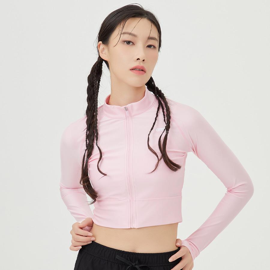 Alena New Wave Leisure Crop Zip-Up Rash Guard A4Bl1Qr42Pnk
