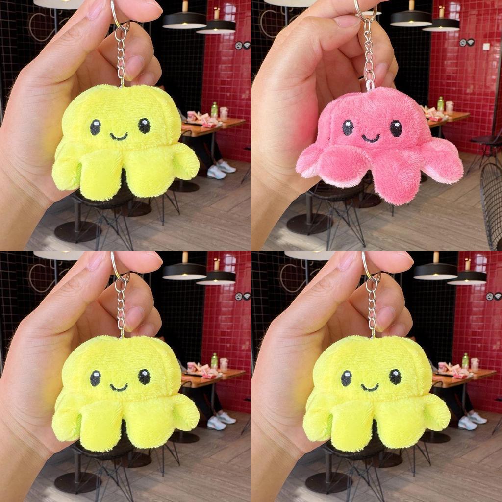 Reversible Octopus Plush Doll With Keyring And Pp Cotton Filling For Collection