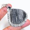 Natural Black Tourmaline, Spinel 925 Sterling Silver Jewelry Pendant 2.68" ZS-43