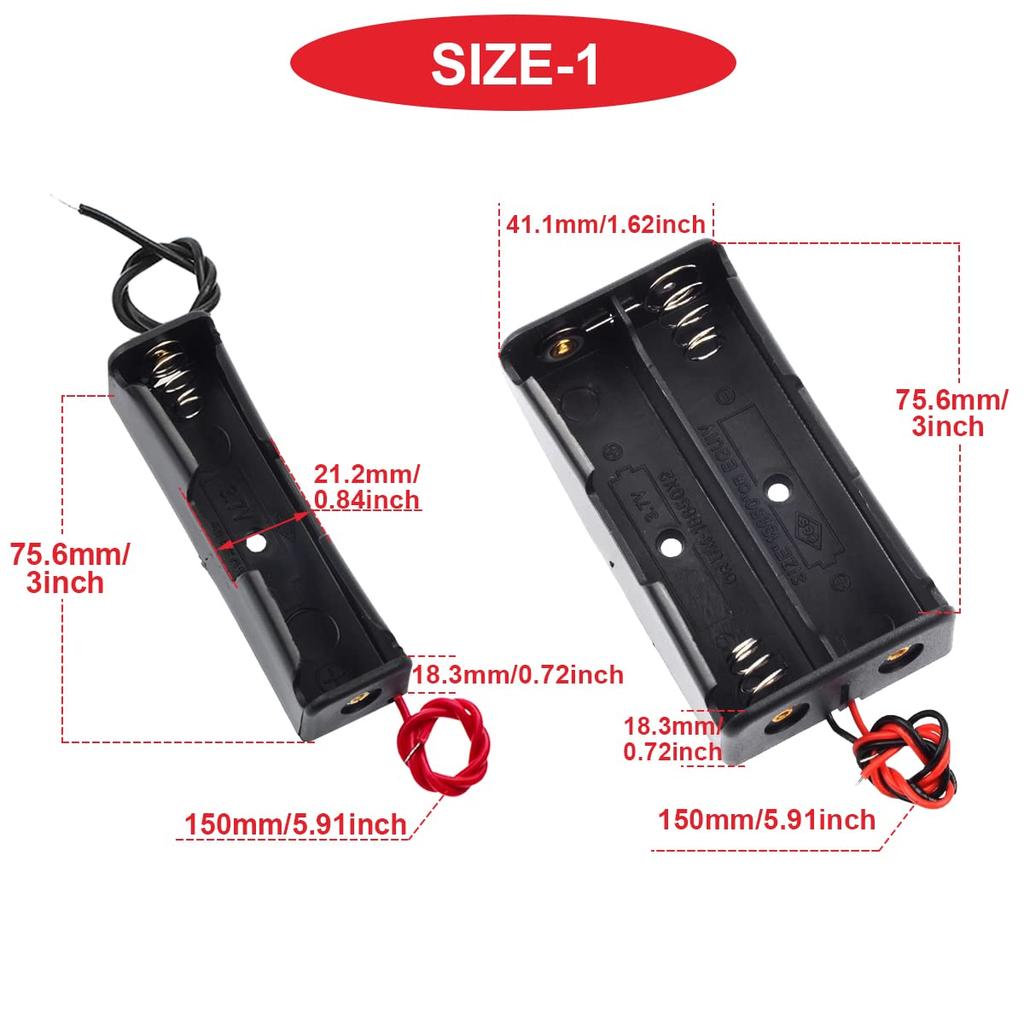 18650 Battery Storage Box Case 1 2 3 4 Slot DIY Plastic Batteries Clip Holder Container With Wire Lead For 18650 3.7V Batteries