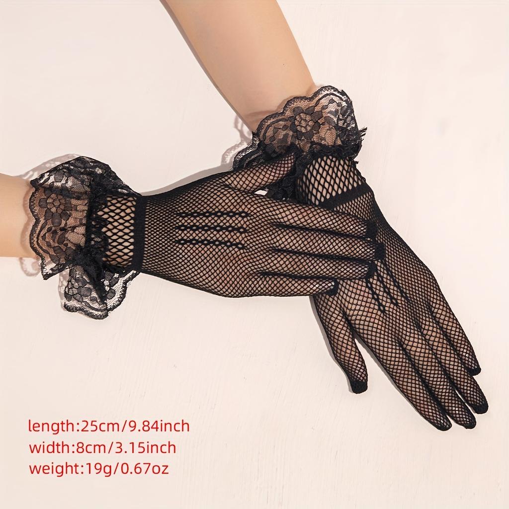 1 Pair Exquisite Lace Short Gloves - Breathable Elastic Design for Comfort-Perfect for Glamorous Tea Party, Night, Prom, Wedding