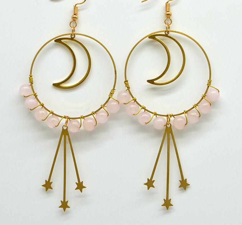 Crystal Moon Meteor Wiccan Halloween Earrings